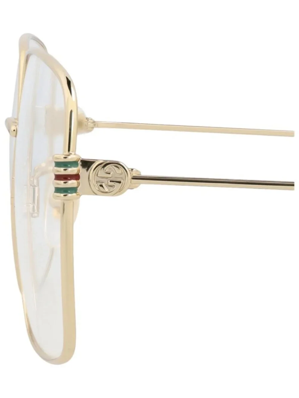 New Gucci Women's Eyeglasses Square Rectangle Metal Frame Gold Gold Transparent